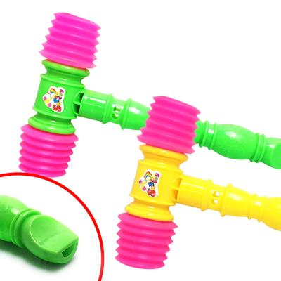 China Durable 25CM Handle Hammer Fun Plastic Noise Maker Kid Built In Toddler Baby Kids Plastic Loud Whistle Toy for sale