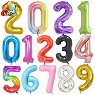 China Large NUMBER 40Inch Foil Balloons Helium Number Balloon 0-9 Happy Birthday Wedding Party Decorations Pour Big Figures Globos for sale