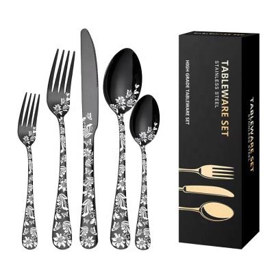 China Customized Viable Pattern High Quality Stainless Steel Knife 20pcs Fork Spoon Cutlery Set For Restaurant Hotel for sale