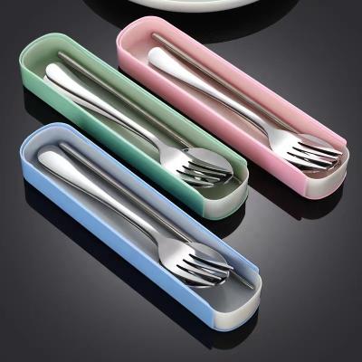 China Stainless Steel Viable Cutlery Set Chopsticks For Serving And Spooning 3PCS With Box Cutlery Set for sale