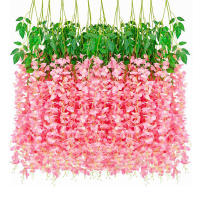 China Home.Party.Restaurant.Bar.Hotel.Wedding Popular Artificial Wisetria Hanging Silk Garland Decorative Artificial Wedding Flower Vine Wisteria Decoration for sale