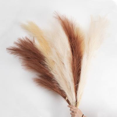 China Luxury Natural 110cm Long Artificial Pampas Grass Decor For Wedding Flower Decoration for sale