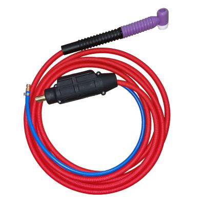 China Tig Parts WP17 4M Tig Welding Gun with Flex Body 90 Degree Neck Cable 35-70 Euro Lead Red Soft Connector for sale