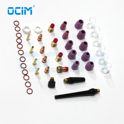 China WP17/18/26 TIG Torch 45PCS WP17 18 26 TIG Welding Crystal Glass Ceramic Nozzle Set for sale