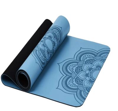 China Travel Fitness PU Eco-Friendly Yoga Mat Made with Natural Rubber Bottom with Aligning Text Lines, Non-Slip Super Grip for sale