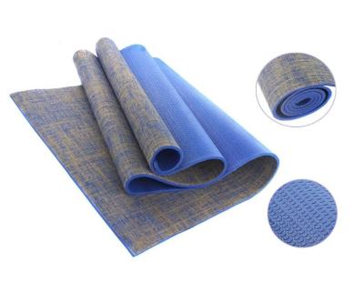 China Yoga Exercise For Natural Organic Jute Mat PVC Jute Yoga Mat Non-Toxic, Custom Printing Natural Jute+Eco PVC Yoga Mat for sale