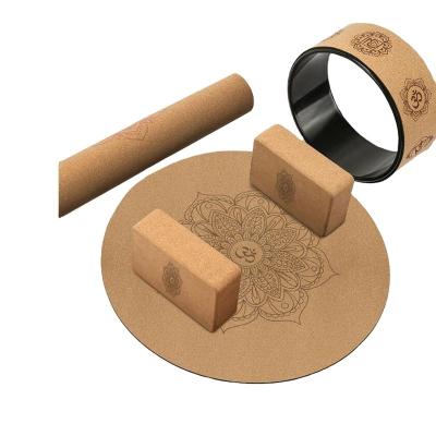 China High Quality Yoga Exercise Sales Yoga Wheel Cork Material Professional Fitness Wood Grain Top Cork for sale