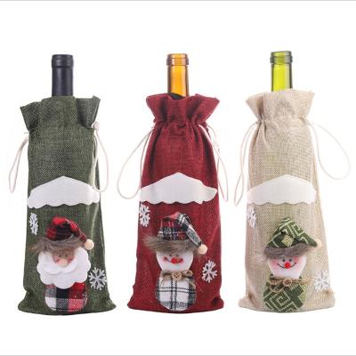 China Christamas Decoration 2021 New Style Hign Quality Factory Party Supply Woven Christmas Wine Bag Direct for sale