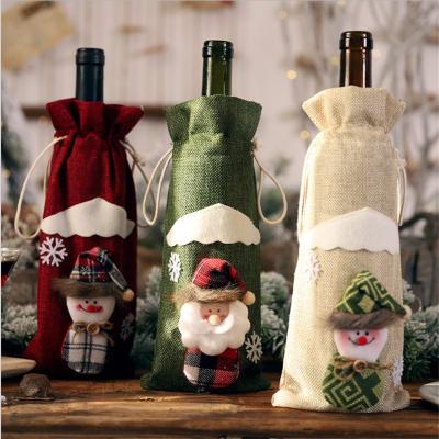 China Christamas Decoration 2021 New Style Hign Quality Factory Party Supply Woven Christmas Wine Bag Direct for sale