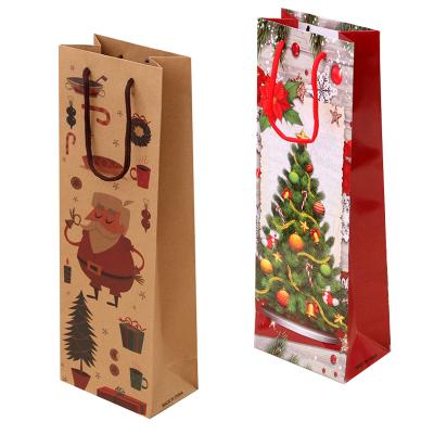 China Fleixble Packaging High Demand Brown Kraft Paper Christmas Housewares Wine Bottle Bag Products Shopping Bag Modern Christmas Decoration for sale