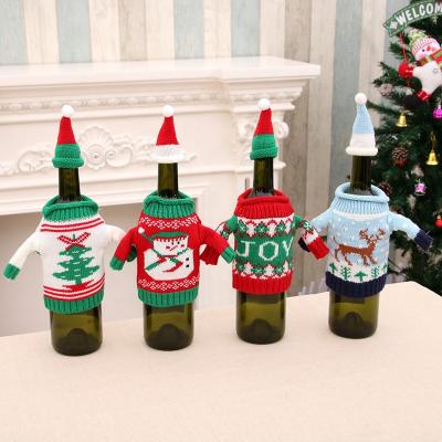 China 2021 simple new manufacturer supply table decoration set handmade Christmas wine cover bag for sale