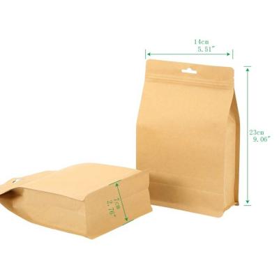 China Recyclable Flat Bottom Box Pouch Stand Up Zipper Lock Pocket Eight Sides Seal Bag Side Gusset Holding Plastic Coffee Bags for sale