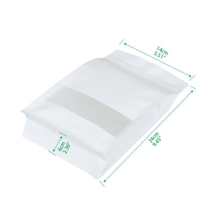 China Recyclable White Kraft Stand Pouch Bags Reusable Zip Lock Paper Pouches with Matte Window and Tear Notch for Universal Storage for sale