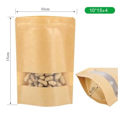 China China food grade window screen bolsa brown kraft paper zipper pull lock matte bag with logo printing for sale