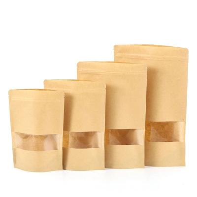 China Recyclable High Grade Resealable Kraft Paper Holder Up Pouch Snack / Nut / Tea / Coffee Tote Bag With Zipper for sale