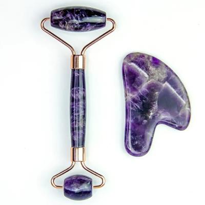 China Whitening High Quality Amethyst Massage Roller Quartz Amethyst Crystals Jade Roller For Face for sale