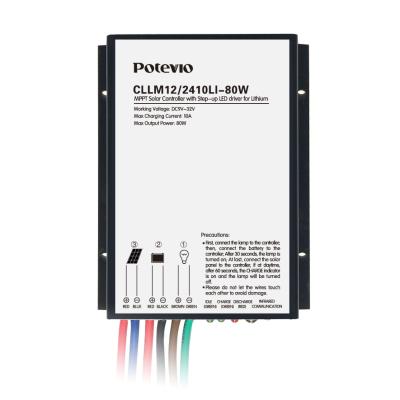 China POTEVIO MPPT 10A 12/24V 80W intelligent programmable solar street light controller CLM12/2410LI-80W ignition for sale