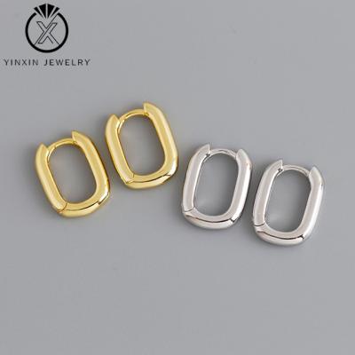 China YiXin Jewelry S925 Elegant Sterling Silver Geometric Oval Circle Earrings Retro Ladies Party Fashion Jewelry for sale