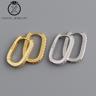 China YiXin Jewelry S925 Sterling Silver Elegant Oval Diamond Earring Circle Earrings Ladies Party Fashion Jewelry Spot Direct Selling for sale