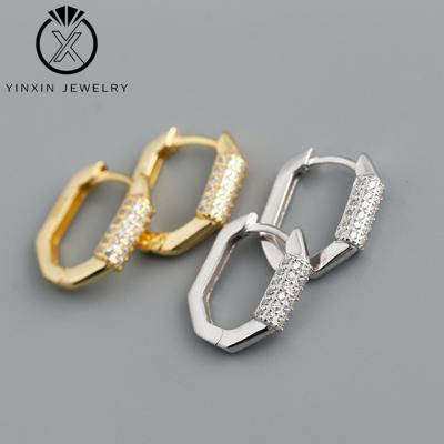 China YiXin Elegant Jewelry S925 Sterling Silver Earrings With Diamonds Gold Around Earrings Ladies Personality Fashion Jewelry for sale