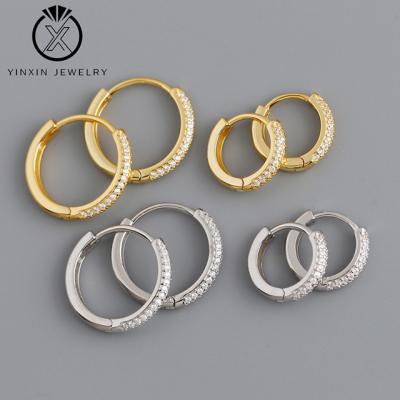 China Fashion Jewelry YiXin Personality Gold Jewelry S925 Sterling Silver Earrings Large Size Circle Zircon Elegant Women's Earrings for sale