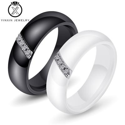 China YiXin European and American Simple Nano Ceramic Fashion Ring Titanium Steel Ring Inlaid Wholesale Jewelry CLASSIC Jewelry for sale