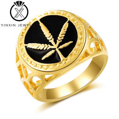 China Gold Plated Non-Oxidized Fashion Ring Unisex Round Jewelery Arab Oil Leaf Maple Leaf Hyperbole YiXin Jewelry Drop for sale