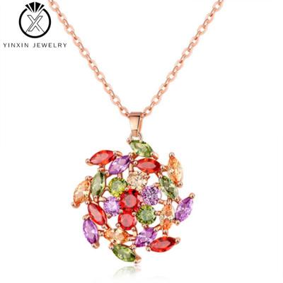 China YiXin FASHIONABLE jewelry 2021 hot-selling rose gold colored rotating copper gilded diamond necklace pendant wholesale accessories for sale