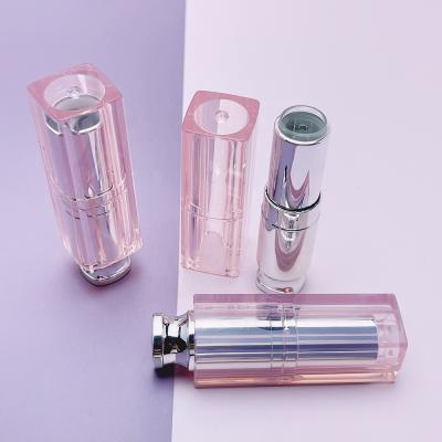 China Light Pink Logo Empty Lipstick Packaging Custom Lipstick Tube Container JIE MEI Stock Make Your Own Brand Cosmetic Square D12.1MM for sale