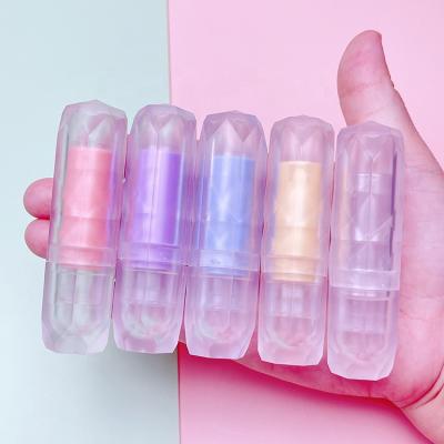 China Wholesale Empty Diamond Plastic Lip Balm Container JIE MEI Cosmetic Multi Colors Frosted Lipstick Tube Container Stock MOQ 100PCS D12.1MM for sale