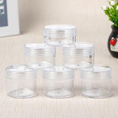 China Wholesale JIE MEI Stock Clear Transparent Empty Face Cream Plastic Jar 10g 15g 20g Makeup Cosmetic Container For Sale for sale