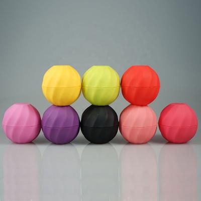 China JIE MEI Stock Cute Multi Colors Cosmetic Ball Shaped Lip Balm 7g Empty Tube Wholesale Cosmetic Plastic Lip Balm Container For Lip Care for sale