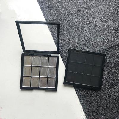 China Wholesale JIE MEI Stock Cosmetic Packaging Square Eyeshadow Case 12 Colors Cosmetic Empty Eyeshadow Palette Container With Window for sale