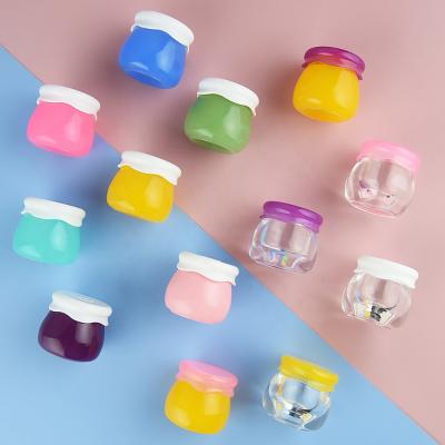 China Custom Logo Makeup Frosted Body Face JIE MEI Stock Cute Multi Colors Cosmetic Empty Plastic Cream Jar 10g Lip Scrub Container Wholesale for sale