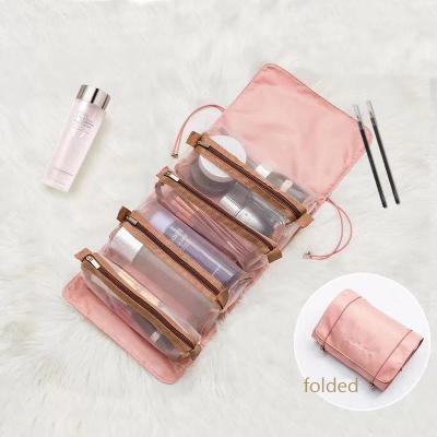 China Custom Waterproof Makeup Pouch Women Fashion Folding Girl Travel Organizer Portable Cosmetic Makeup Bag for sale