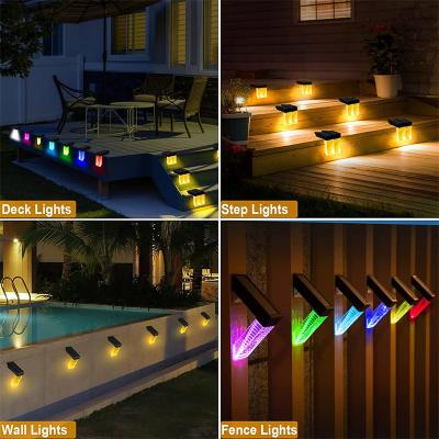 China Borosilicate Deck Lights Glass Step Light Outdoor Solar Fence Waterproof 7 Color Changing Solar Led Lights Decoration for Fence Yard Garden Decor for sale