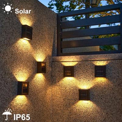 China Borosilicate 2pcs LED Solar Wall Lamp Street Light Smart Solar Light Outdoor Glass Night Light For Garden Yard Path Decoration Warm/White/RGB for sale