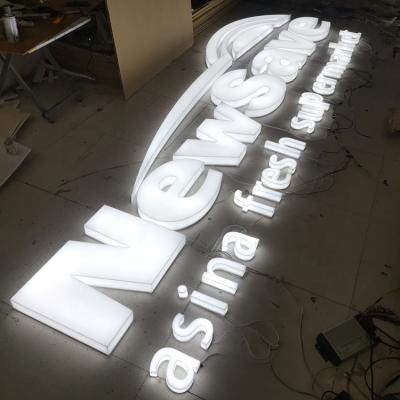 China Buildings White Color Led Business Sign Acrylic Letters 3d Acrylic Front And Side Lighted Sign for sale