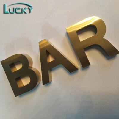 China Brush Non-luminous 3d metal letters gold color mirror stainless steel letter sign for indoor for sale