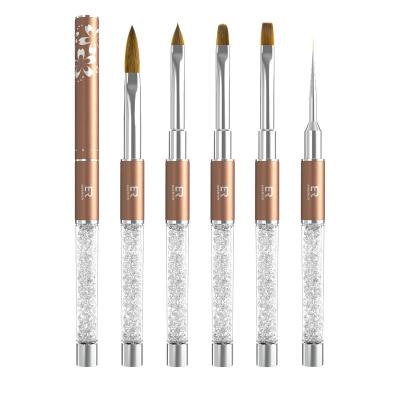 China Professional Kolinsky NAIL/Synthetic Crystal Handle Acrylic /Gel Nail Brush Light Brown for sale