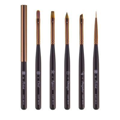 China NAIL Wooden Short Handle Acrylic/Gel Synthetic Nail Brush for sale