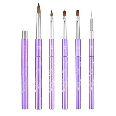 China Synthetic NAIL Metal Short Grip Acrylic/Gel Oval Pointed Nail Brush for sale