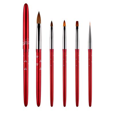 China Red Nail Gel Design Metal Handle Nail Brush for sale