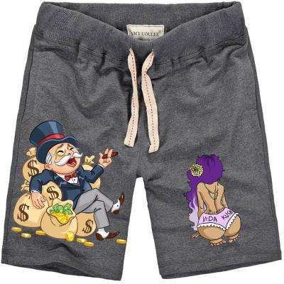 China Custom Anti-Wrinkle Cartoon Characters Outdoor Sports Fitness Shorts Loose Stripes 100% Cotton Sweat Running Shorts Plus Size Mens Shorts for sale