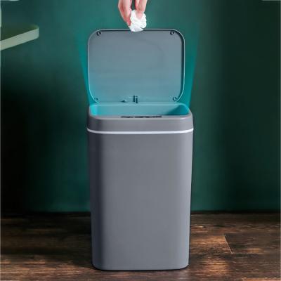 China Kitchen office factory direct sales viable home indoor plastic silent opening and closing intelligent automatic trash can with cover for sale