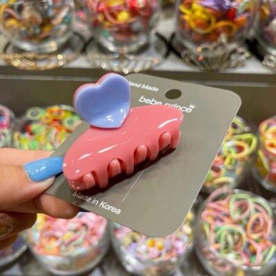 China New Fashion South Korea Children's Love Soft Beautiful Girl Soft Clip Color Matching Upper Back Of The Main Hair Clip for sale