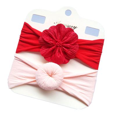 China European and American children's headband super-elastic nylon two-piece hairband head decorations baby pleated flower hair accessories wholesale for sale