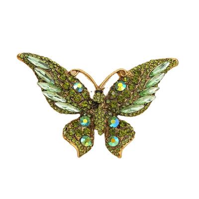 China High-end All-match Retro New Rhinestone Butterfly Brooch Fashion Insect Brooches All-match Coat Corsage Brooches Ladies Environmentally Friendly Crystal Animal Brooch for sale