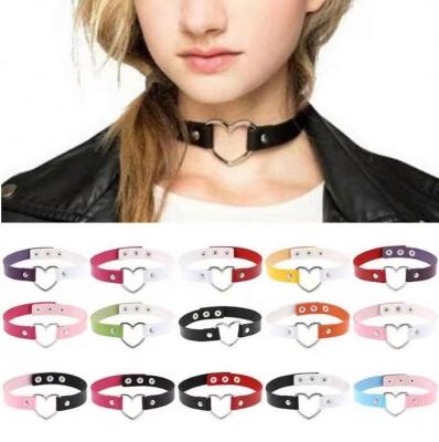 China Custom American European choker punk fashion jewelry alloy leather alloy fashion nightclub necklace heart bracelet necklace for sale