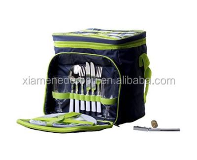 China Black Insulated Picnic Bag Insulated Picnic Basket - Lunch Tote Cooler Backpack With Two Flatware Cutlery for sale